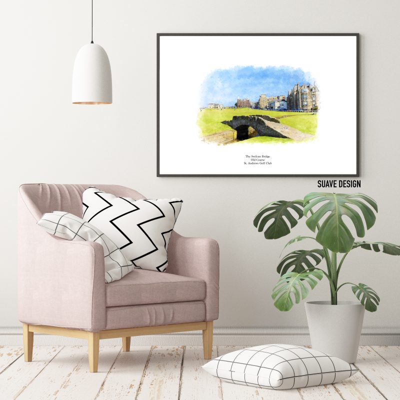 Golf Art Print - St.Andrews Watercolour Wall Art, Home Decor, Trendy Abstract Art Print