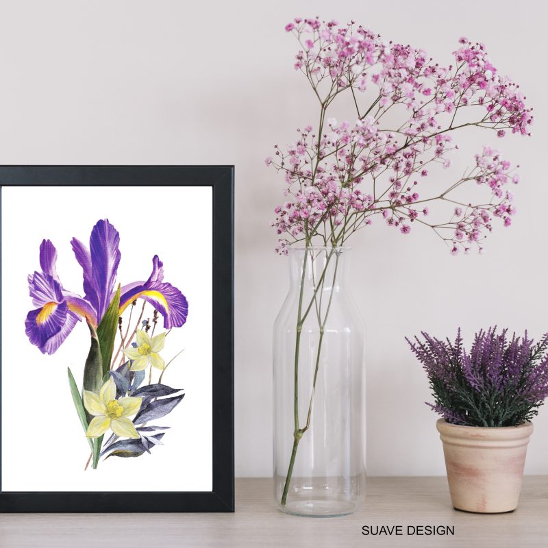Abstract Botanical Floral Art Print. Wall Art, Home Decor, Trendy Abstract Art Print