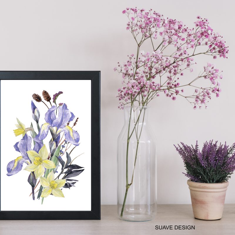 Abstract Botanical Floral Art Print. Wall Art, Home Decor, Trendy Abstract Art Print