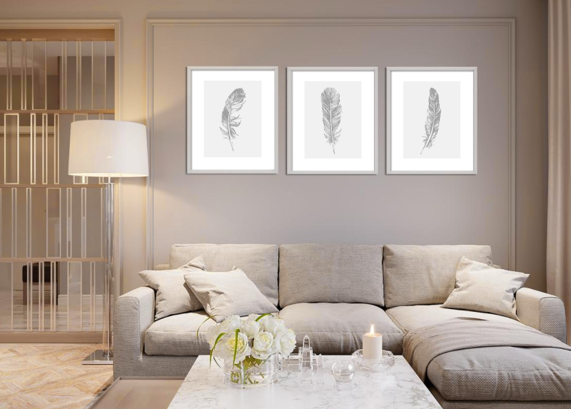 Gray monochrome feathers