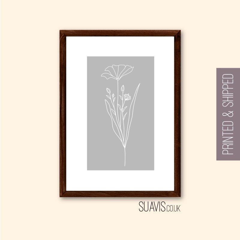 Abstract Floral Line Art Print. Wall Art, Home Decor, Trendy Flower Abstract Art Print Unframed Decor