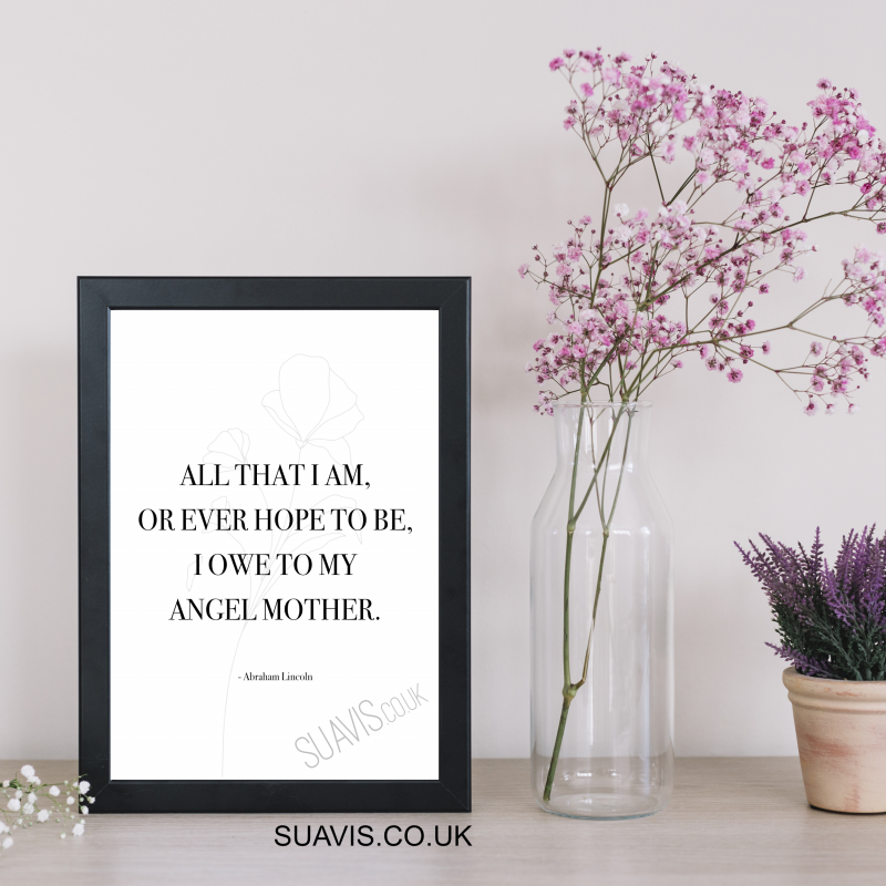 Mother Quote prints, Abraham Lincoln's famous quote