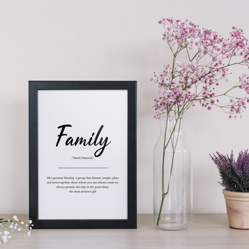 Home, Family, Love Definition Print, Bathroom Toilet Wall Art Prints Large Quote for Toilets & Home Decor