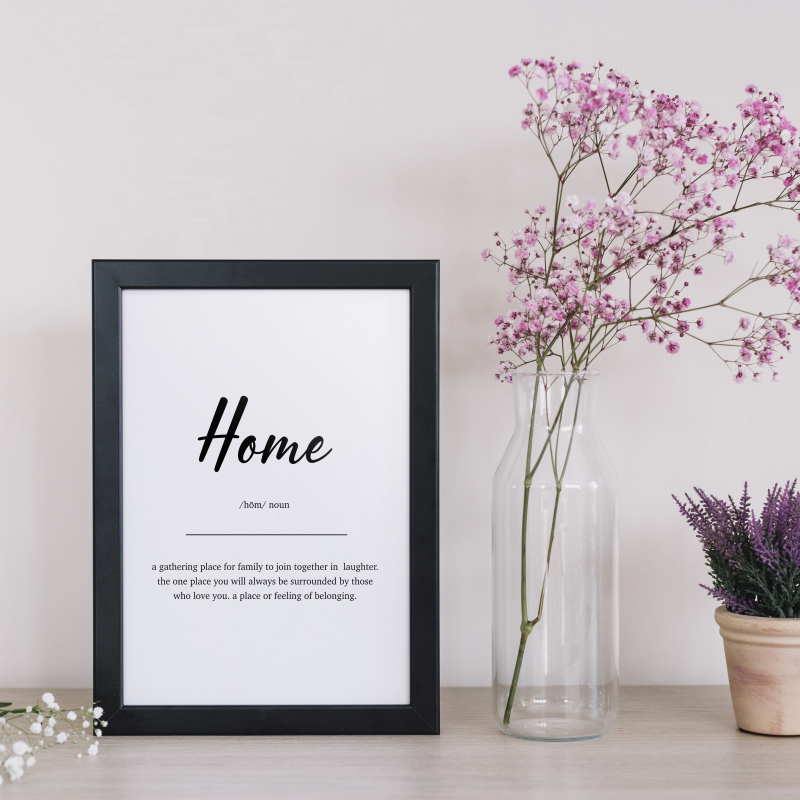 Home, Family, Love Definition Print, Bathroom Toilet Wall Art Prints Large Quote for Toilets & Home Decor