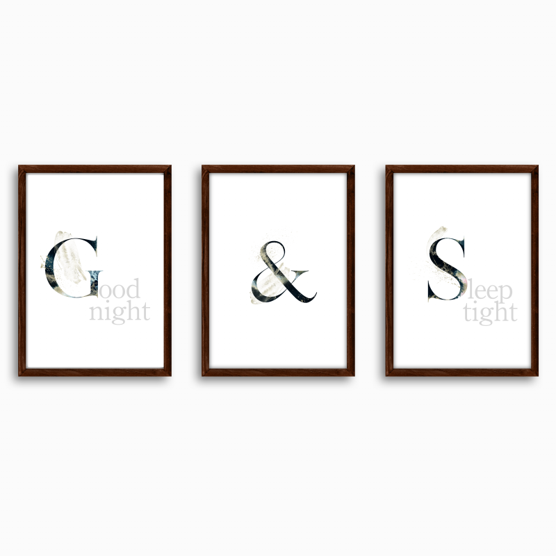 Good Night Sleep Tight Print Set, Set of 3 Wall Decor Art Prints
