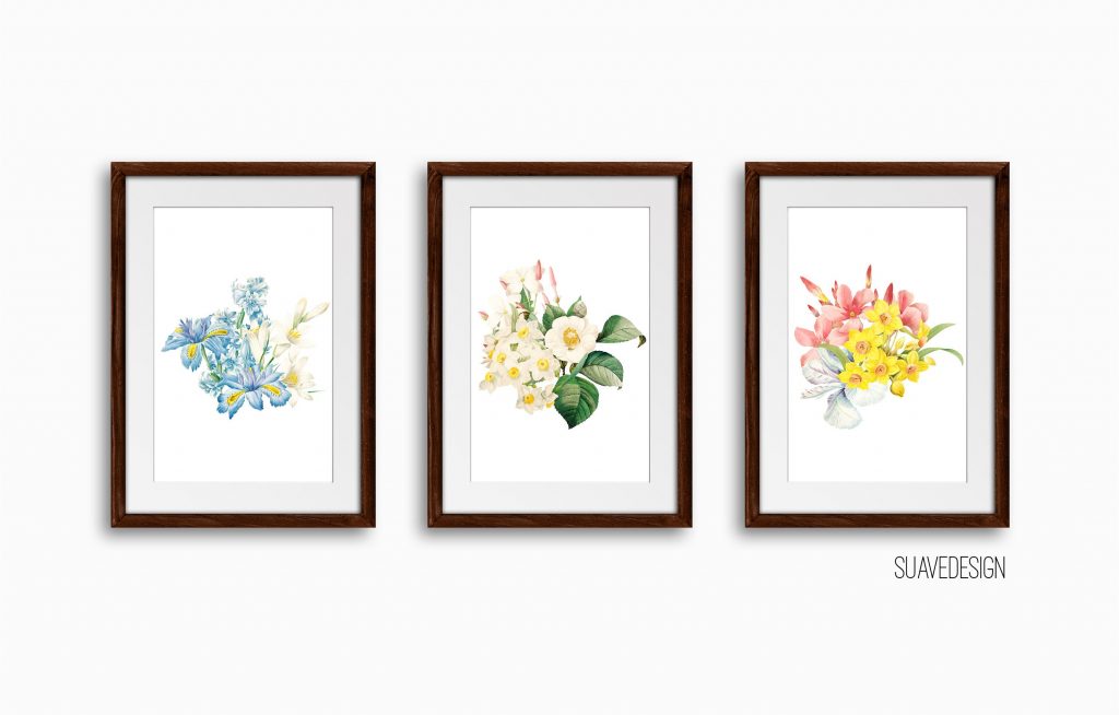 Botanical Floral Art Print Set, Set of 3 Wall Decor Art Prints ...