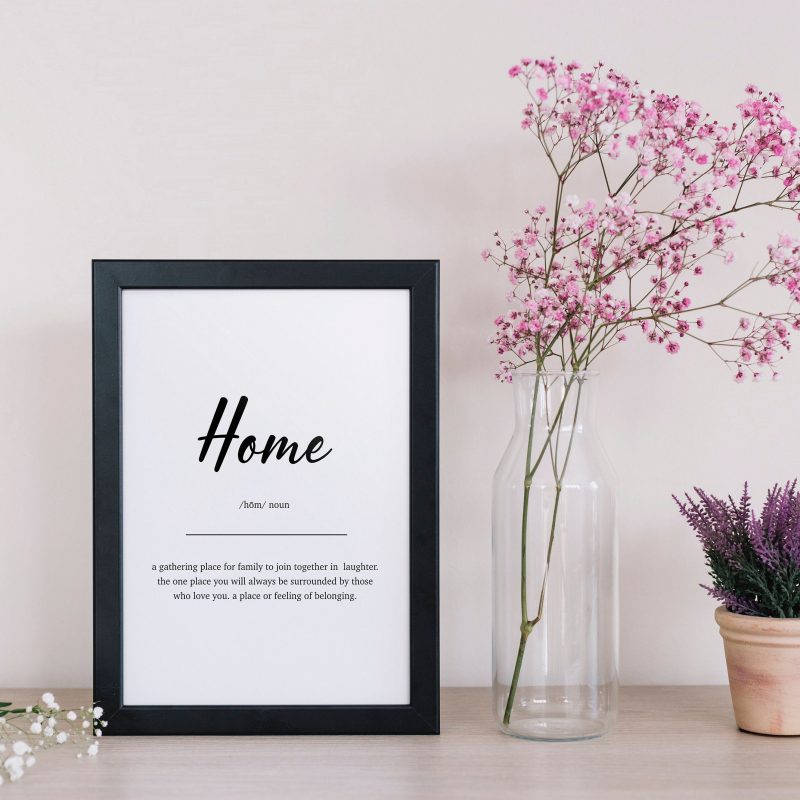 Home Definition Bathroom Print, Wall Art Prints Large Quote for Living room, Toilet & Home Decor