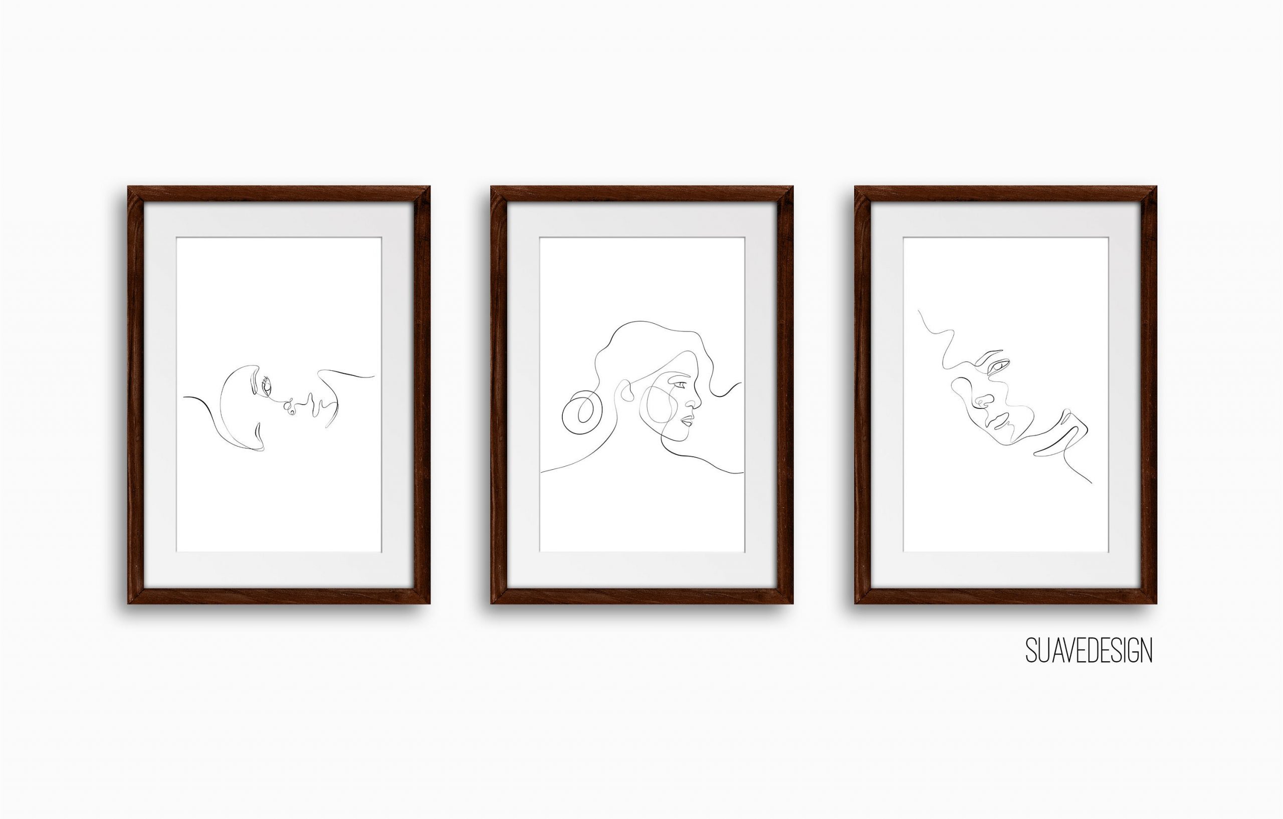 Trendy Line Art Prints Set of 3x Minimalist Floral Pot Head Ladies with Botanical Flowers and Butterflies Abstract Unframed Wall Decor Iris