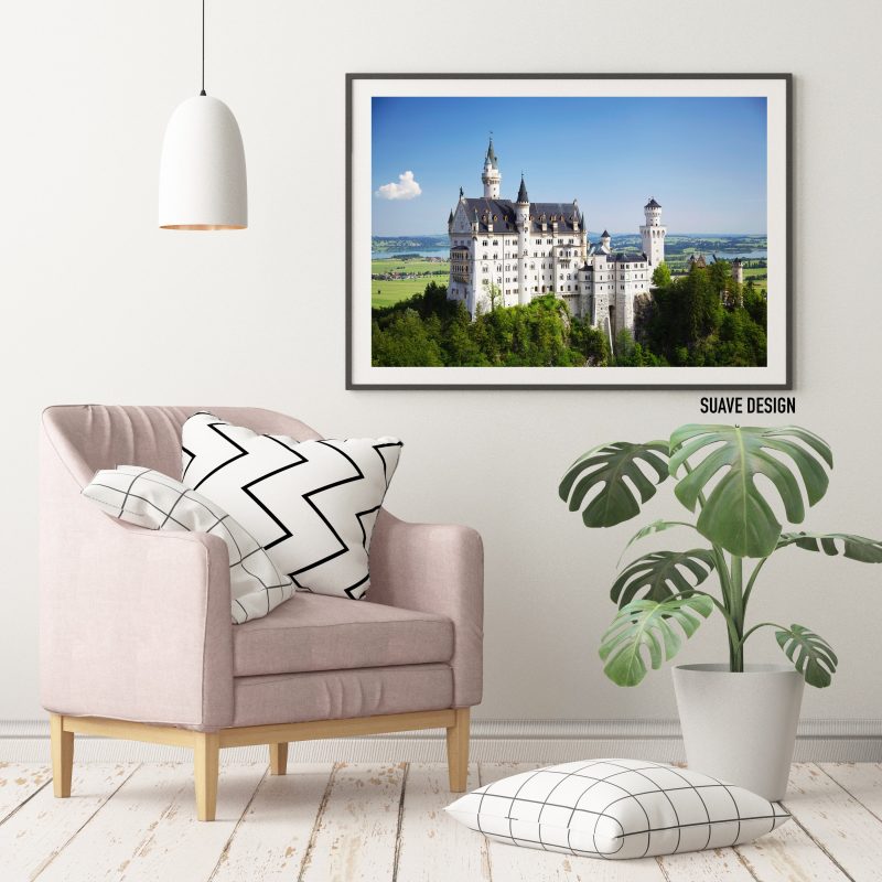 Neuschwanstein Castle Wall Art Travel photograph print, Wall Decor Alps Alpine Mountain Mountains from Germany Souvenir