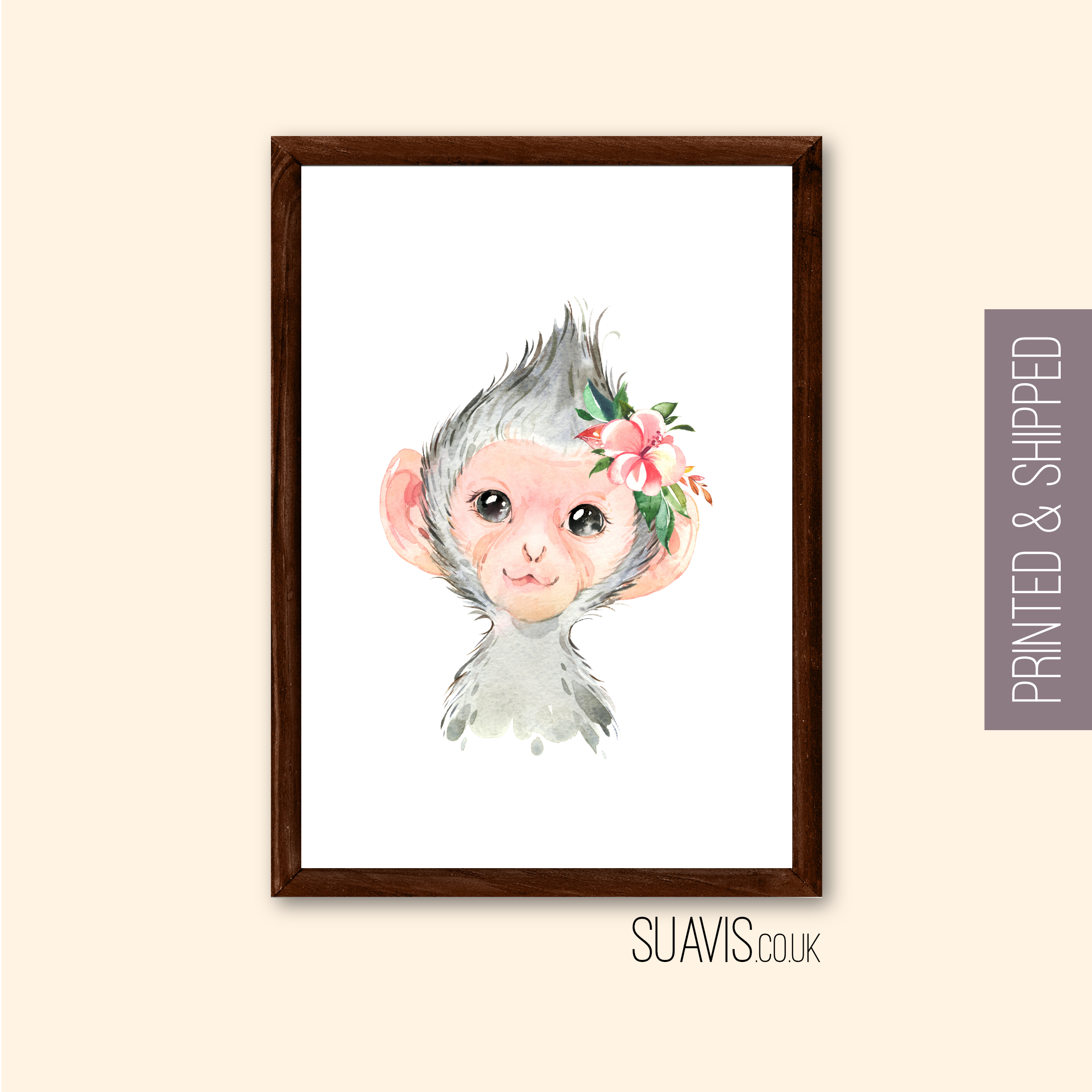 Nursery Safari Animal Print, Cute Animal Wall Art Print