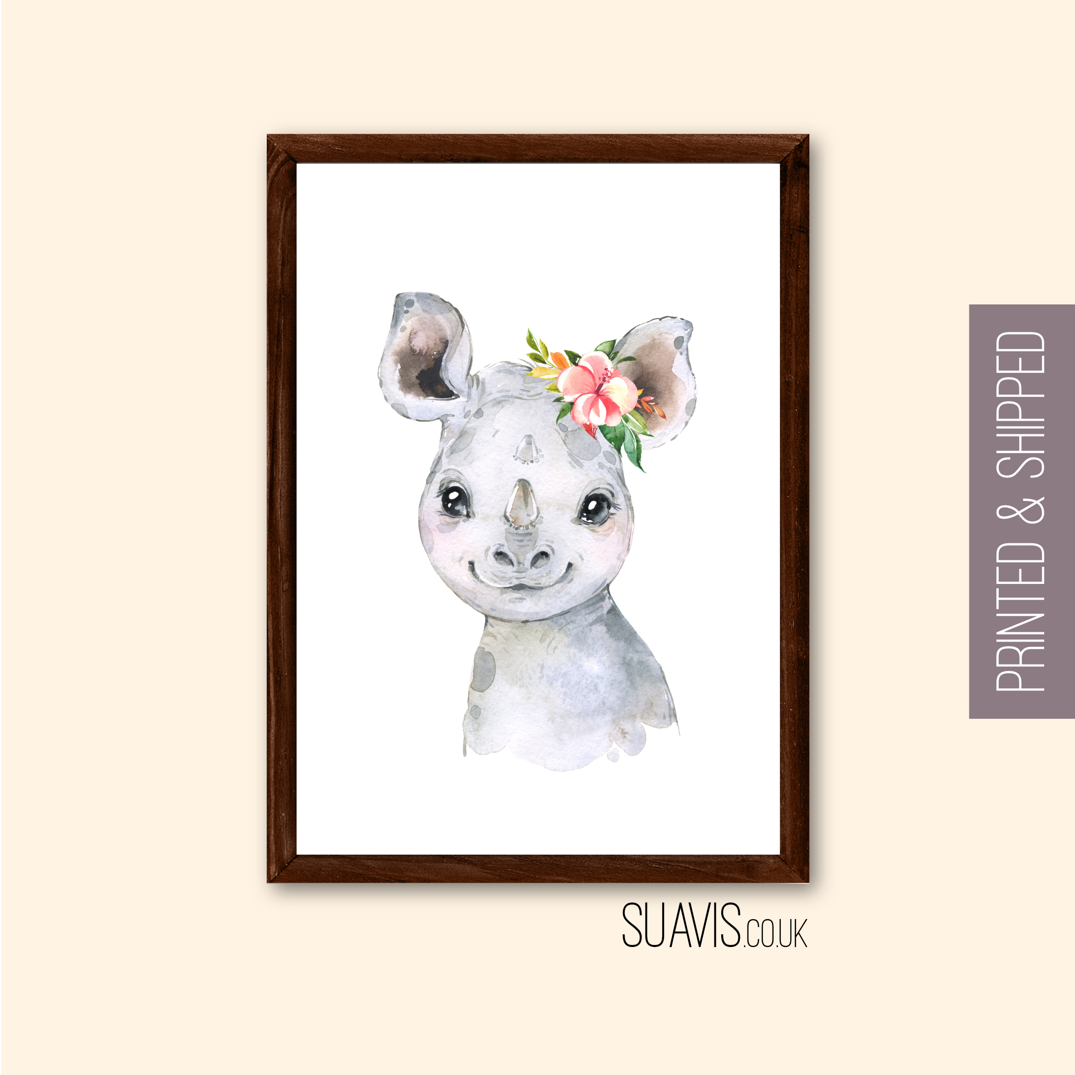 Nursery Safari Animal Print, Cute Animal Wall Art Print