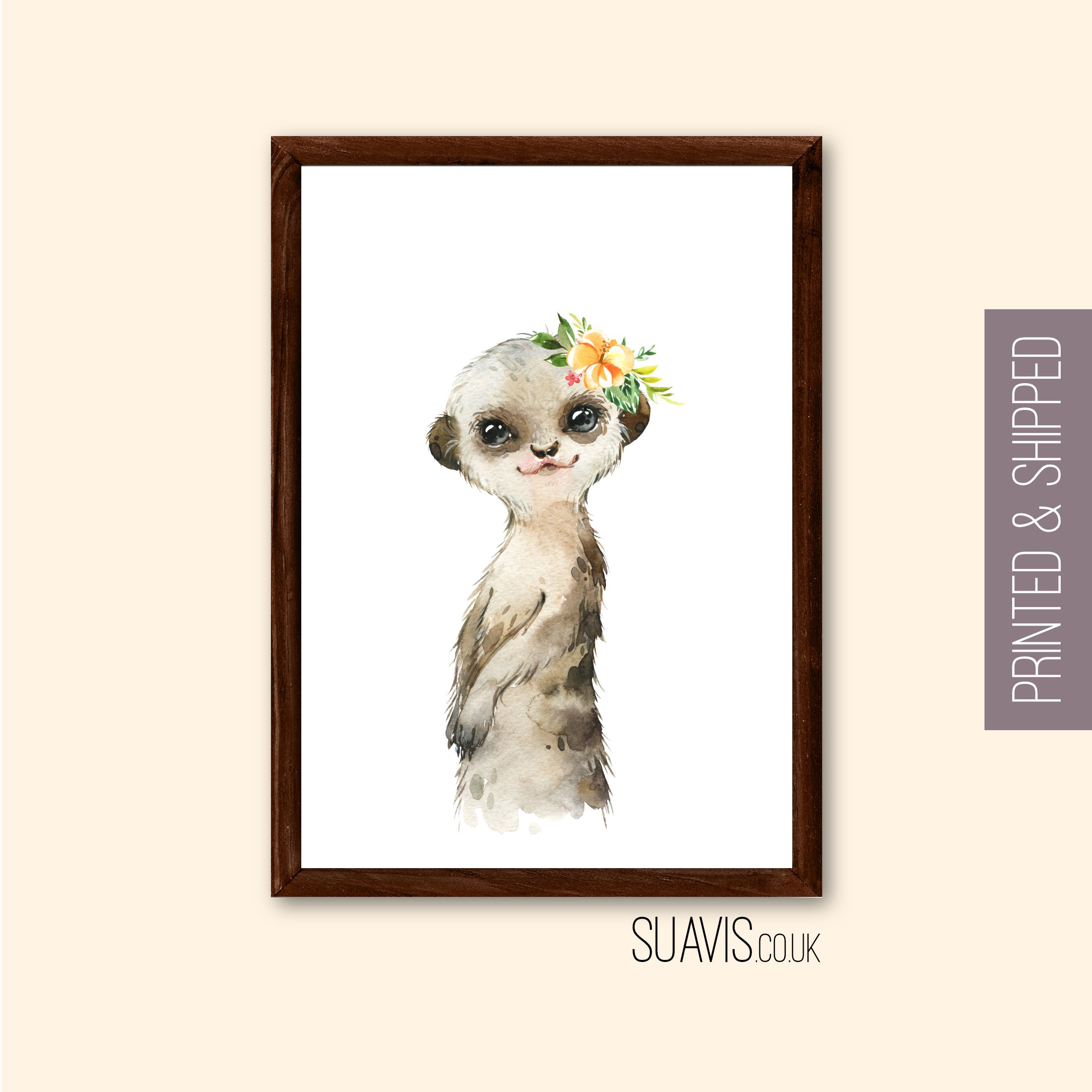 Nursery Safari Animal Print, Cute Animal Wall Art Print