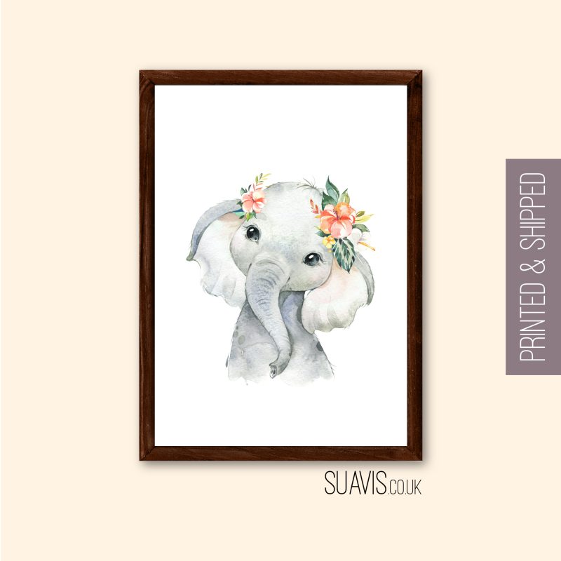 Nursery Safari Animal Print, Cute Animal Wall Art Print