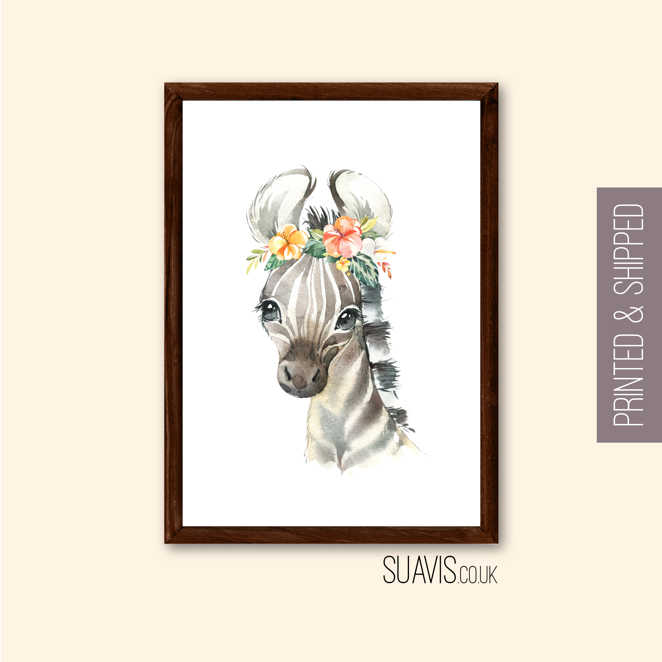 Nursery Safari Animal Print, Cute Animal Wall Art Print