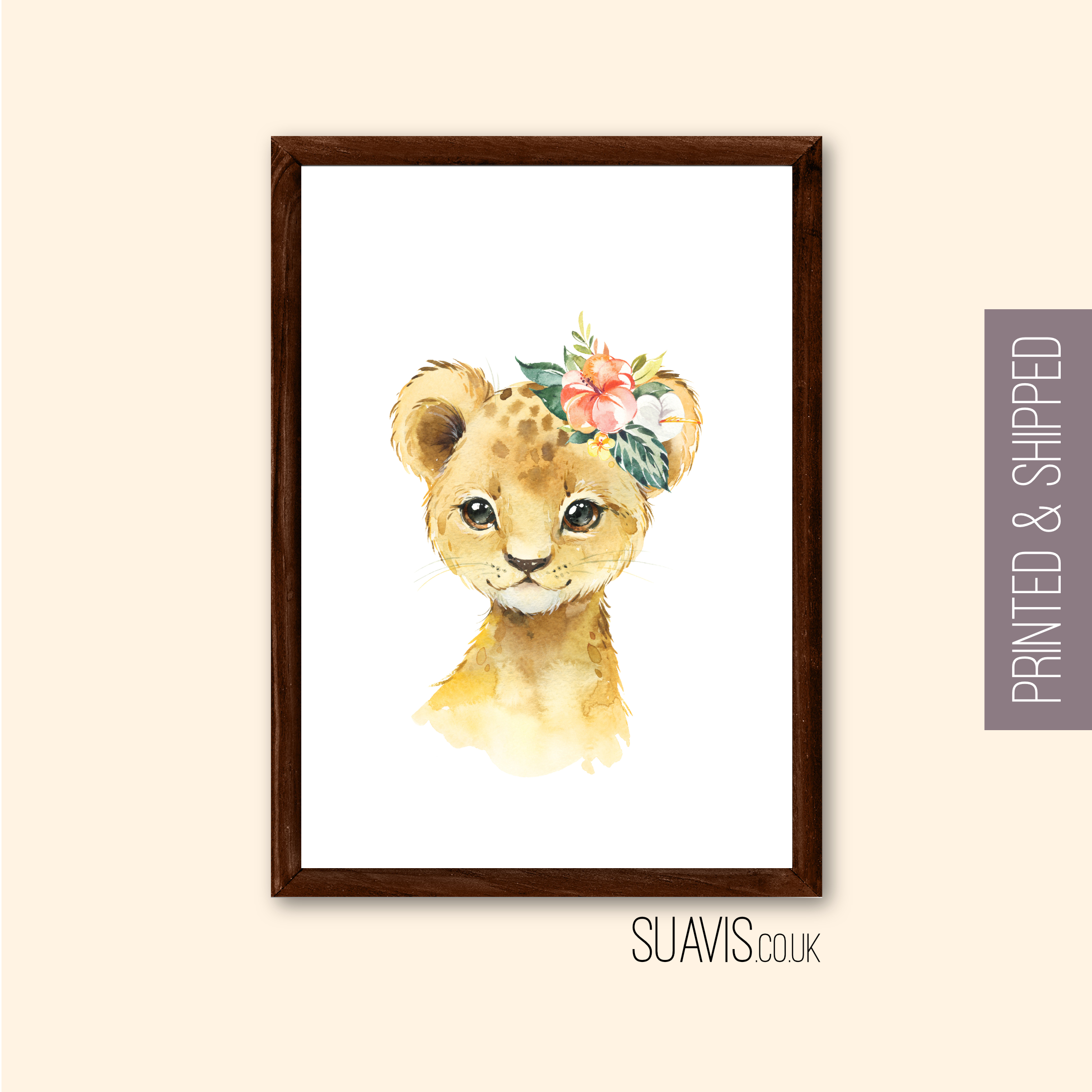 Nursery Safari Animal Print, Cute Animal Wall Art Print