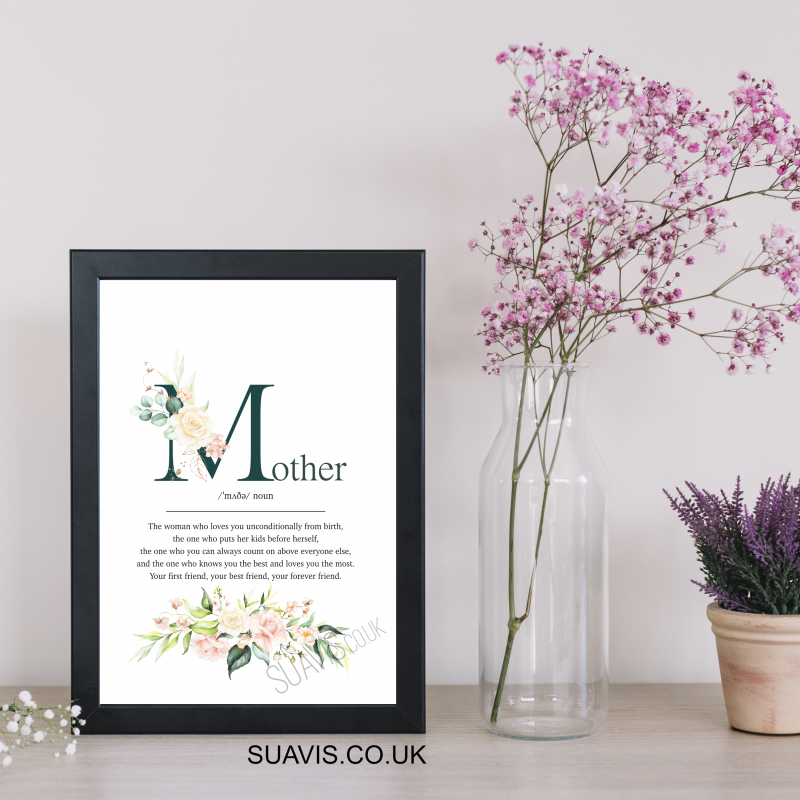 Mother definition prints, mother's day, mum gift, wall decor print, mum presents, family print, gift for mum & daughter, lockdown birthday