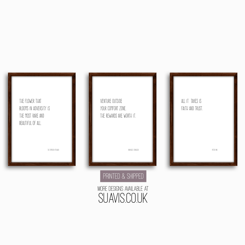 Set of 3x Disney Quote Prints (Mulan, Rapunzel, Winnie the Pooh)