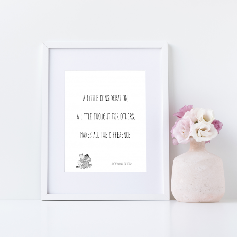 Winnie the Pooh - Eeyore Quote - A little consideration