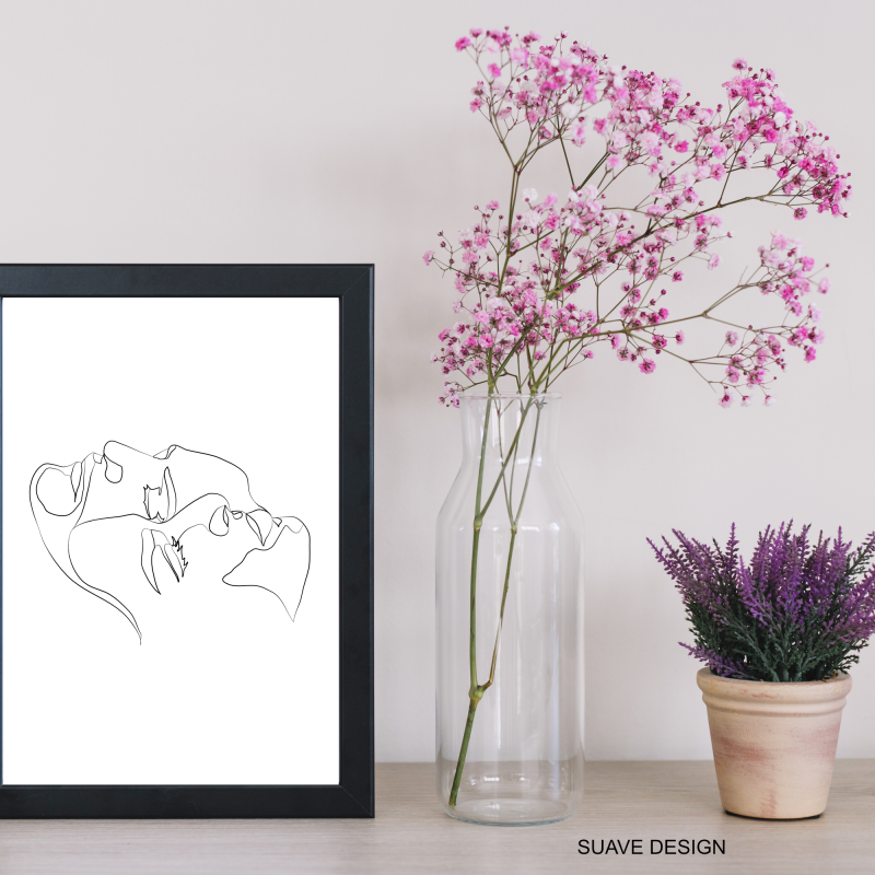 Line Drawing Art Print of a Beautiful Couple 3