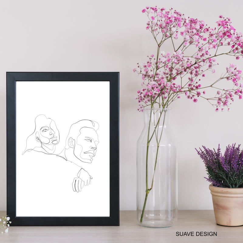 Line Drawing Art Print of a Beautiful Couple 8