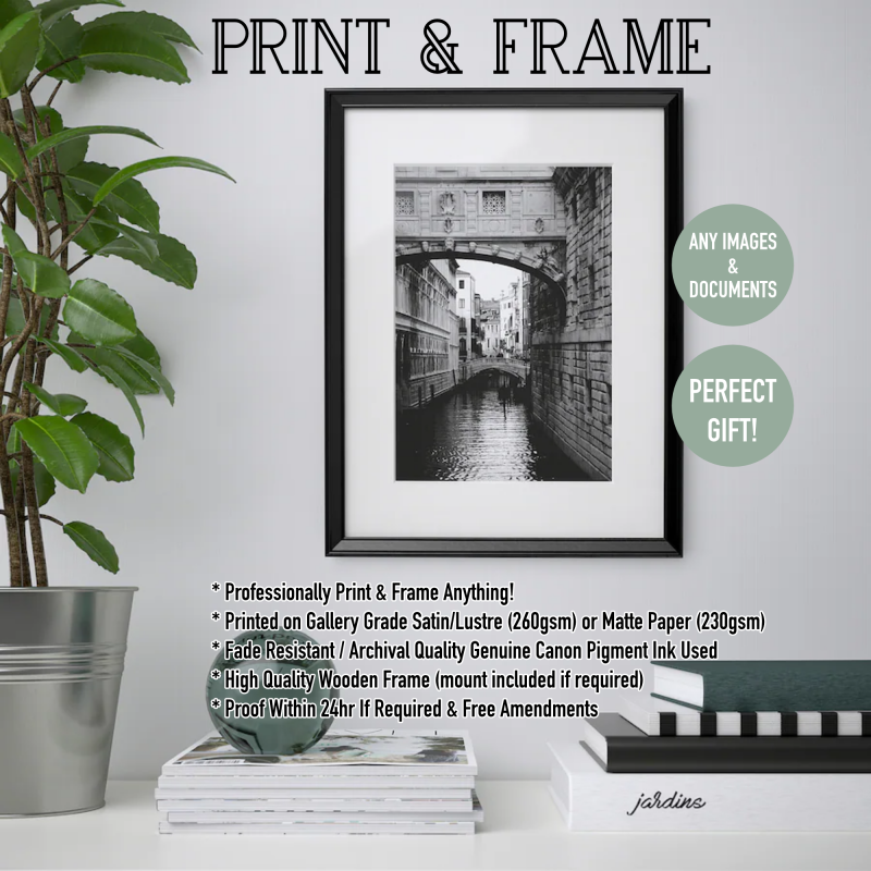 Print and Frame Anything! FRAMED Photo or Art Print. Your Custom Personalised Photos, Holiday Memories, Gift, Anniversary, Picture Wall Art
