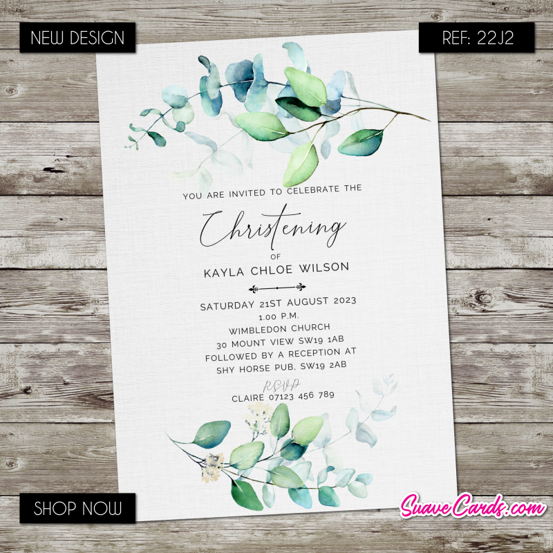 Personalised Christening/Baptism Invitations (pack of 12)