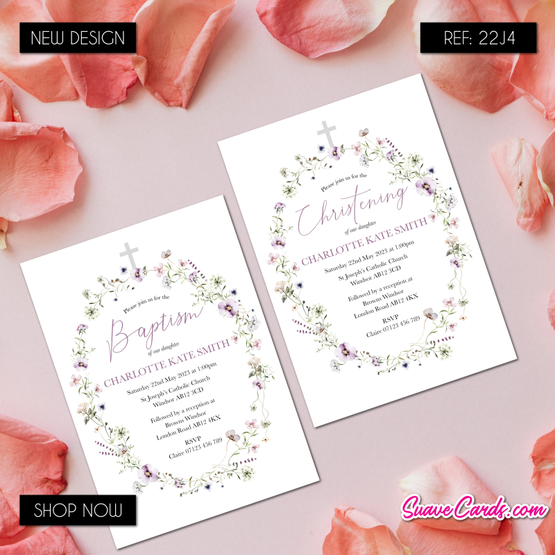 Personalised Christening/Baptism Invitations (pack of 12)