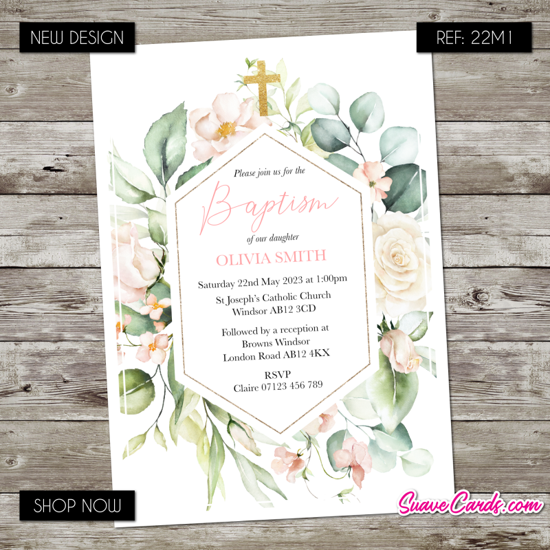 Personalised Christening/Baptism Invitations (pack of 12)