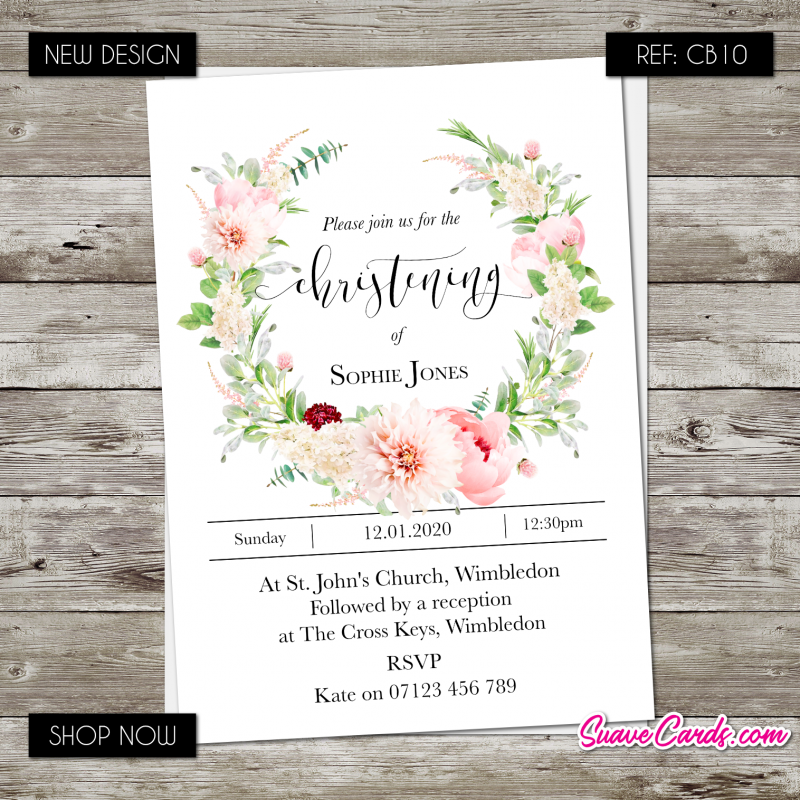 Personalised Christening/Baptism Invitations (pack of 12)