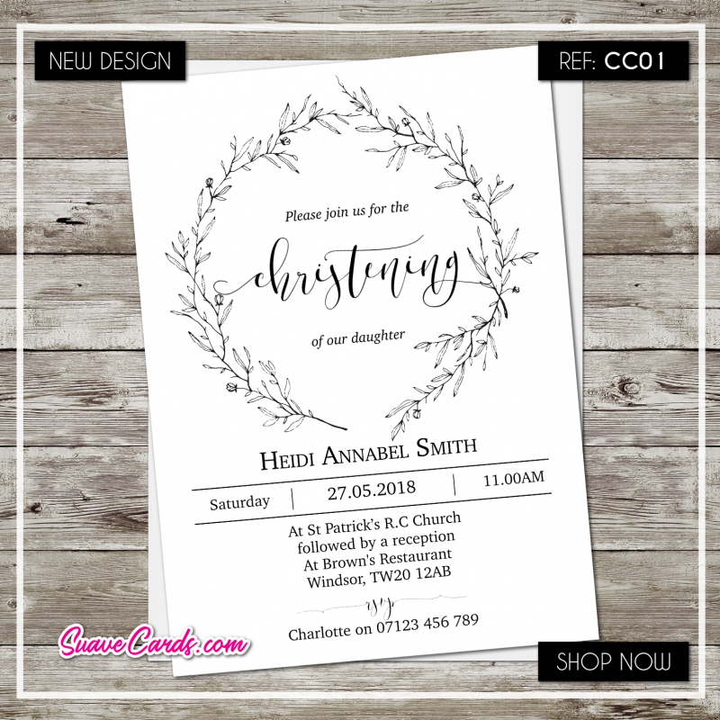 Personalised Christening/Baptism Invitations (pack of 12)