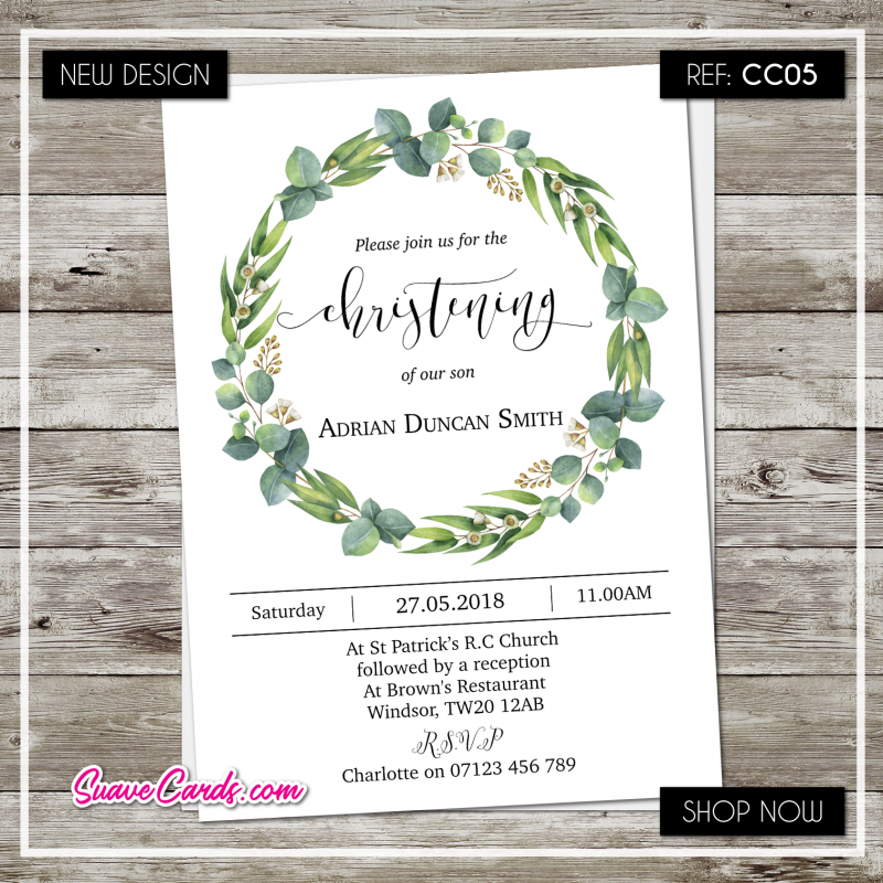 Personalised Christening/Baptism Invitations (pack of 12)