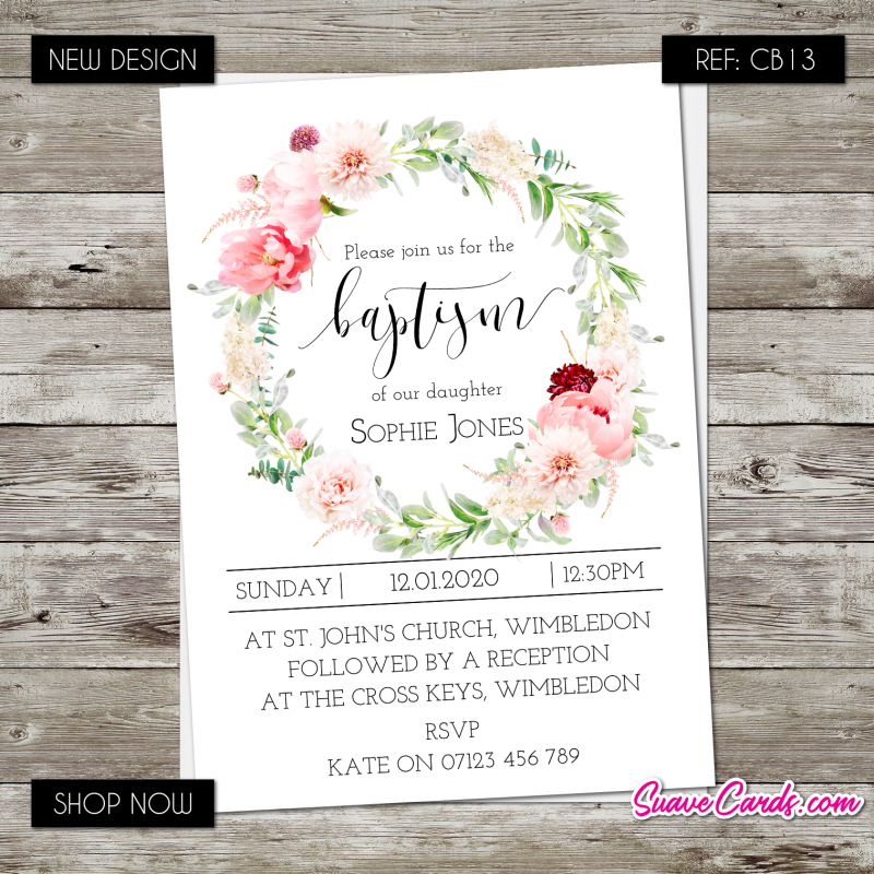 Personalised Christening/Baptism Invitations (pack of 12)