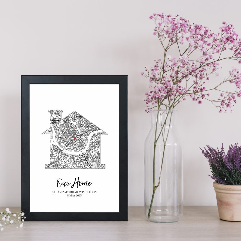 Personalised Custom Home Map, New First Time Home Buyer, Housewarming Gift Print Poster, House Map