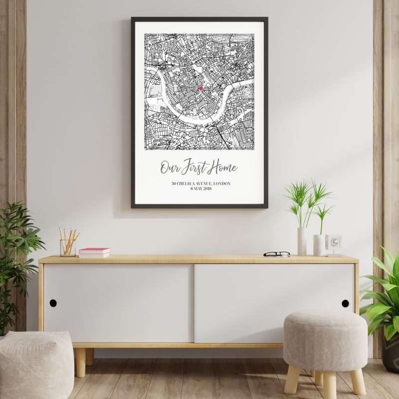 Personalised Custom Home Map, New First Time Home Buyer, Housewarming Gift Print Poster, House Map