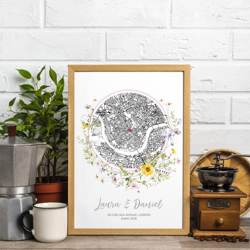 Personalised Custom Home Map, New First Time Home Buyer, Housewarming Gift Print Poster, House Map