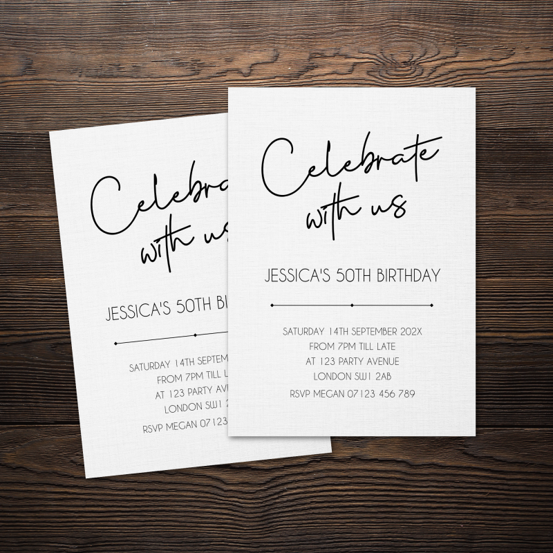 Minimalist Birthday Party Invitations (pack of 12)